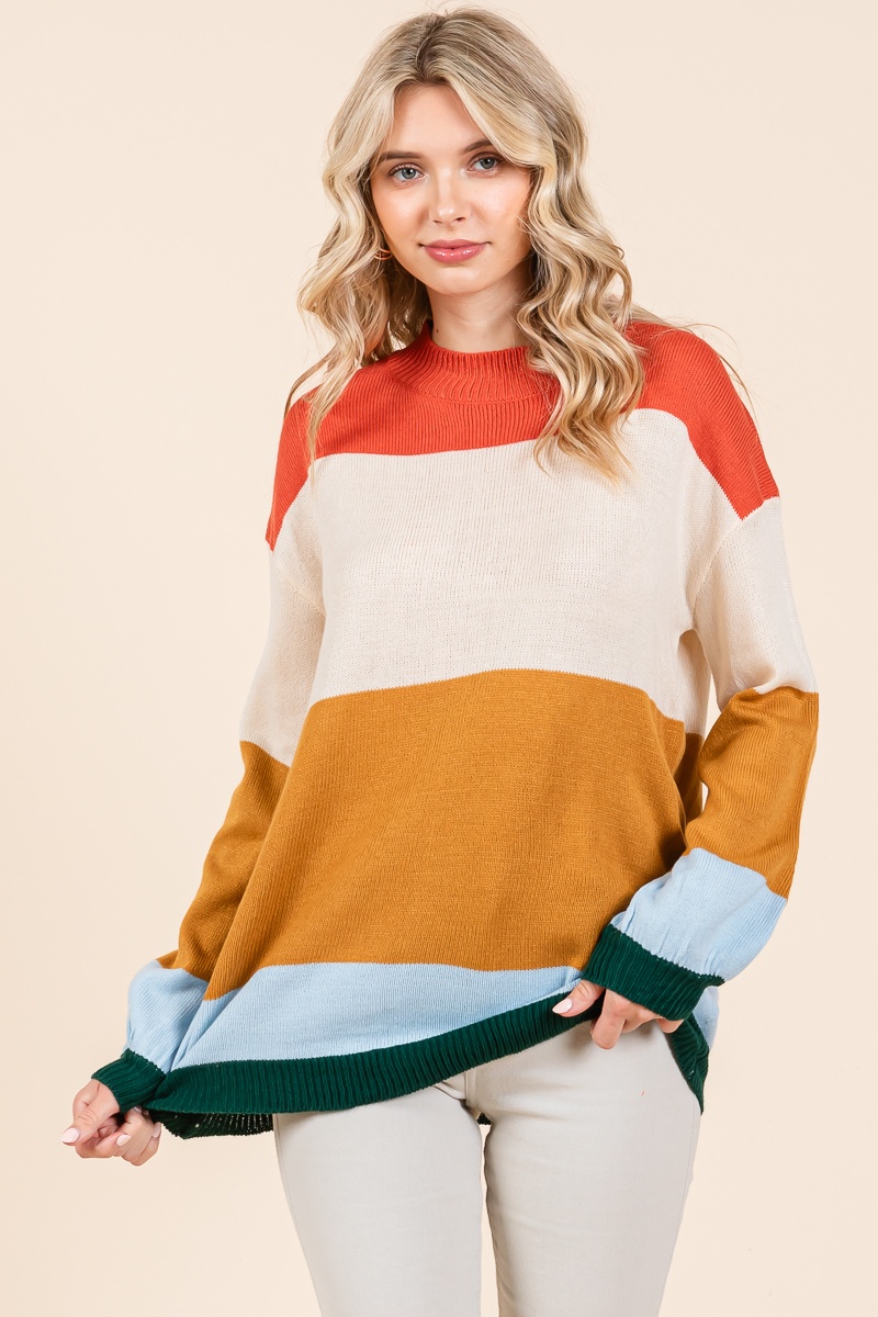 Women s color block sweater outfit of the day wholesale